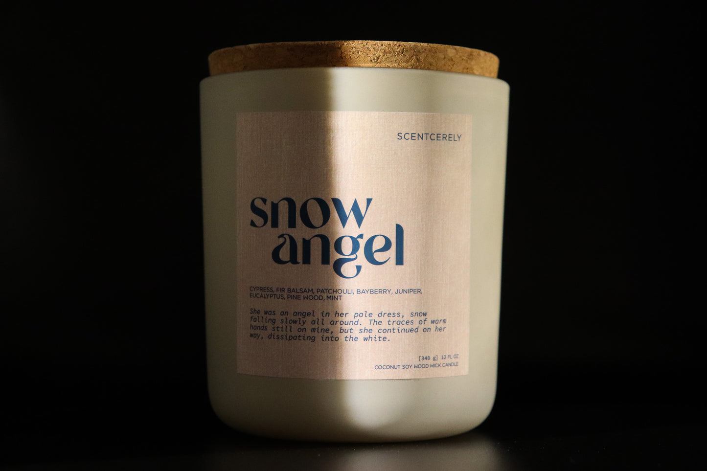 snow angel wood wick candle