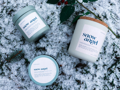 snow angel wood wick candle